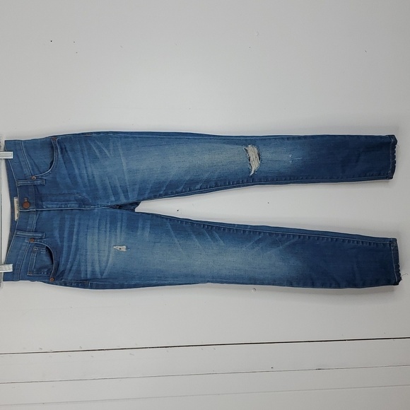 Madewell Skinny Skinny Jeans 9 Inch High Riser Ripped Knee Distressed Womens 24 - Picture 1 of 10
